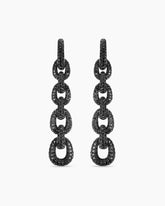 Pavé Link Chain Drop Earrings in White Gold with Black Diamonds